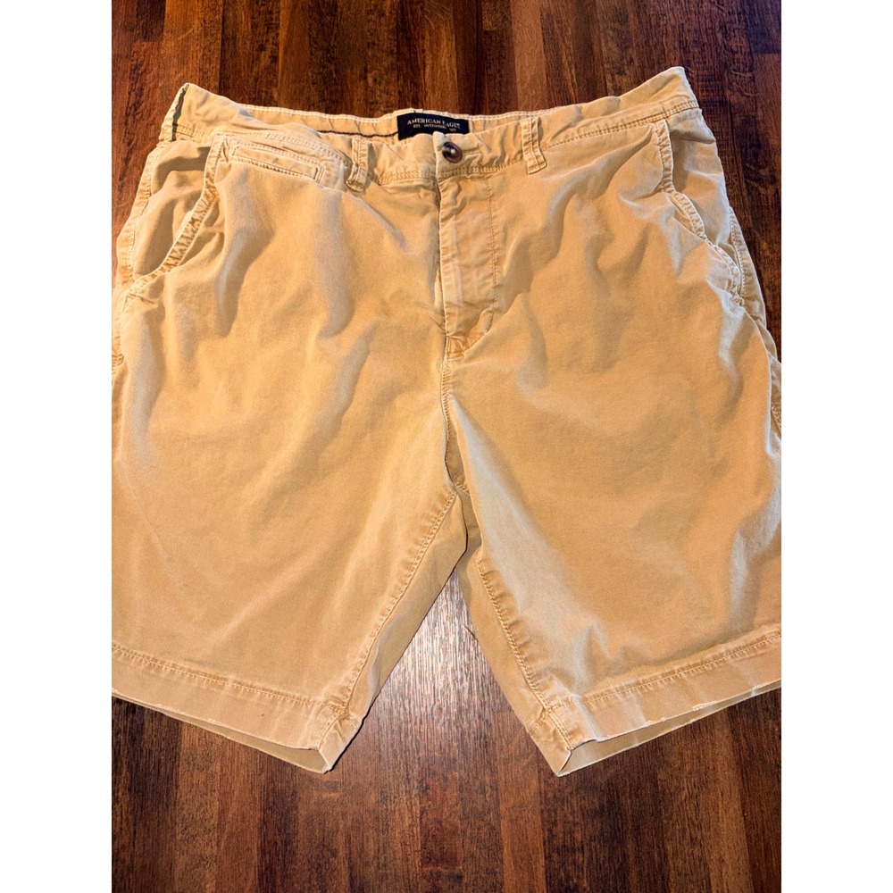 American Eagle Next Level Flex Khaki Chino Shorts Mens 34 Tan Stretch 8 Inseam